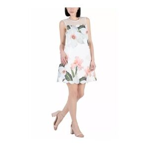 Ted Baker Caprila White Sleeveless Floral Scallop Tunic Dress
